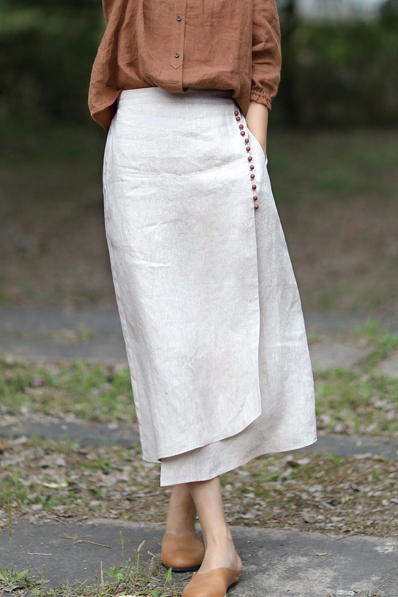 Elyra Raw Linen A-Line Skirt - Evolvgaia®