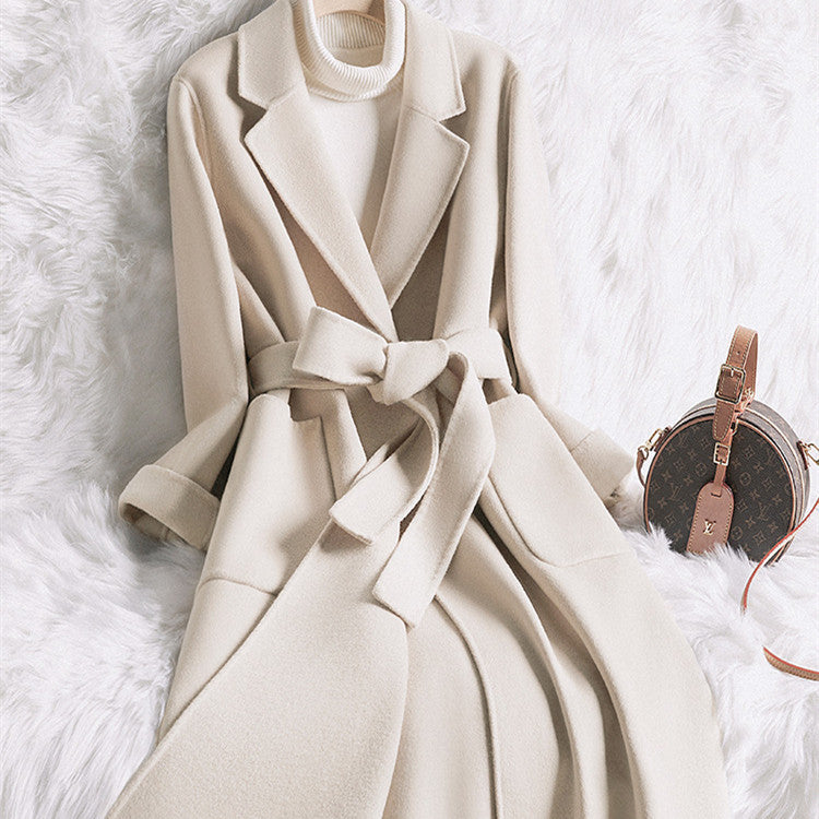 Creamy White Slim Wool Coat - Evolvgaia®