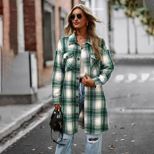 Elegant Long Plaid Cardigan - Evolvgaia®