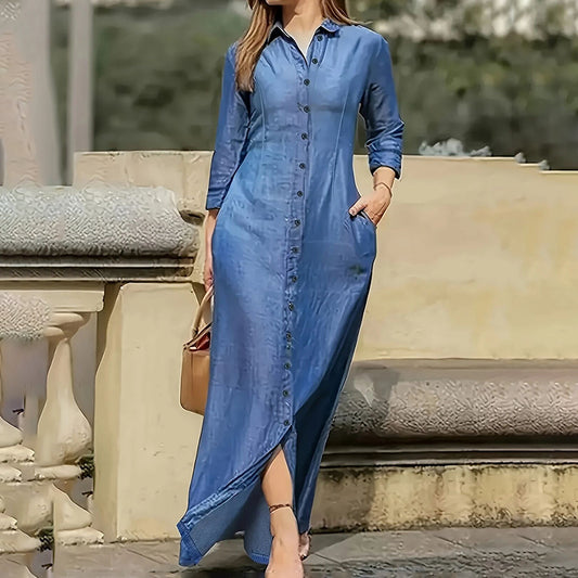 Effortless Denim Maxi Dress - Evolvgaia®