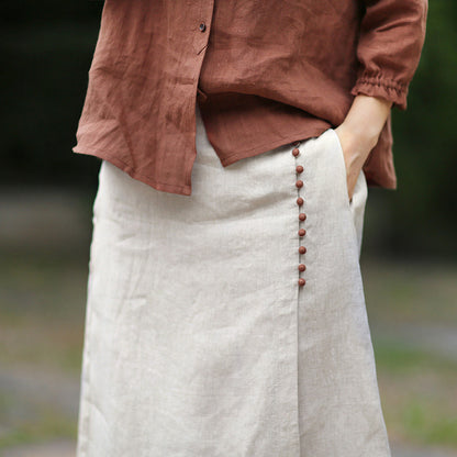 Elyra Raw Linen A-Line Skirt - Evolvgaia®