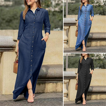 Effortless Denim Maxi Dress - Evolvgaia®