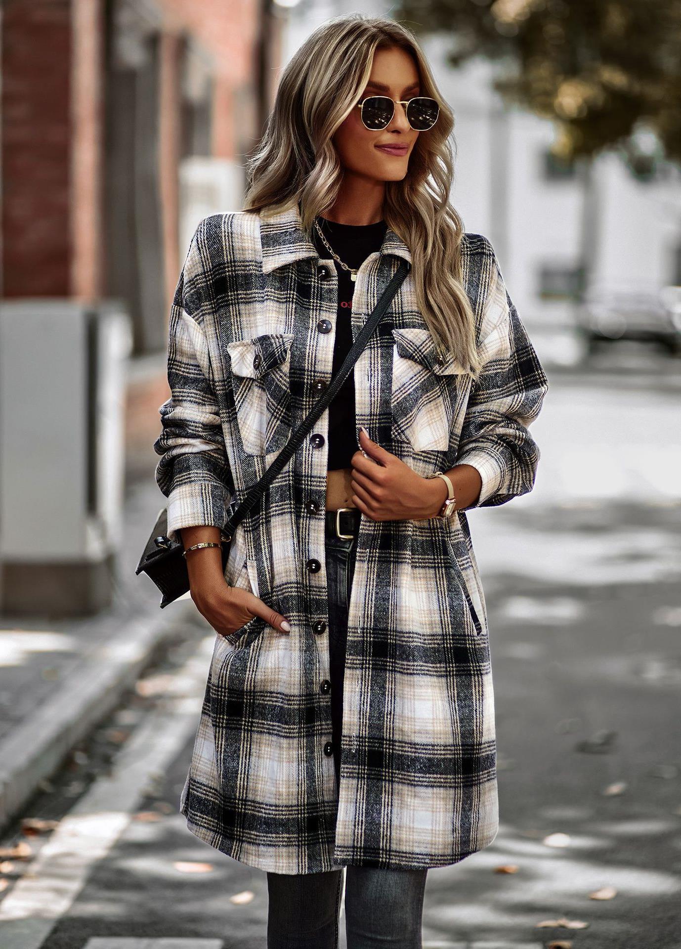 Elegant Long Plaid Cardigan - Evolvgaia®
