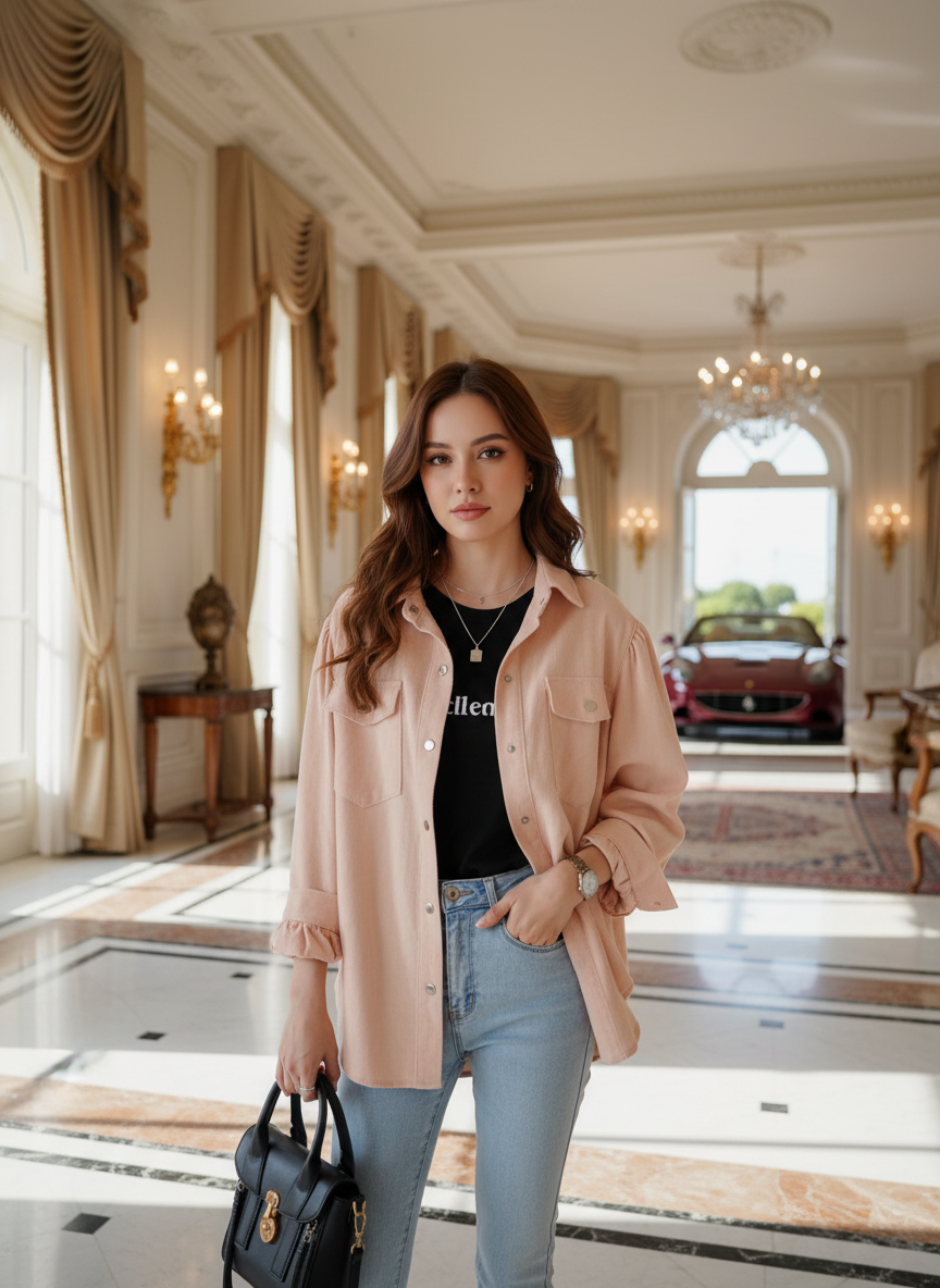 Luxury Women's Spring Blouse with Pockets