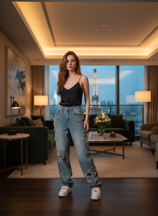 Indigo Grace Embroidered Denim