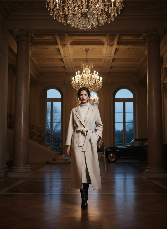 Creamy White Slim Wool Coat