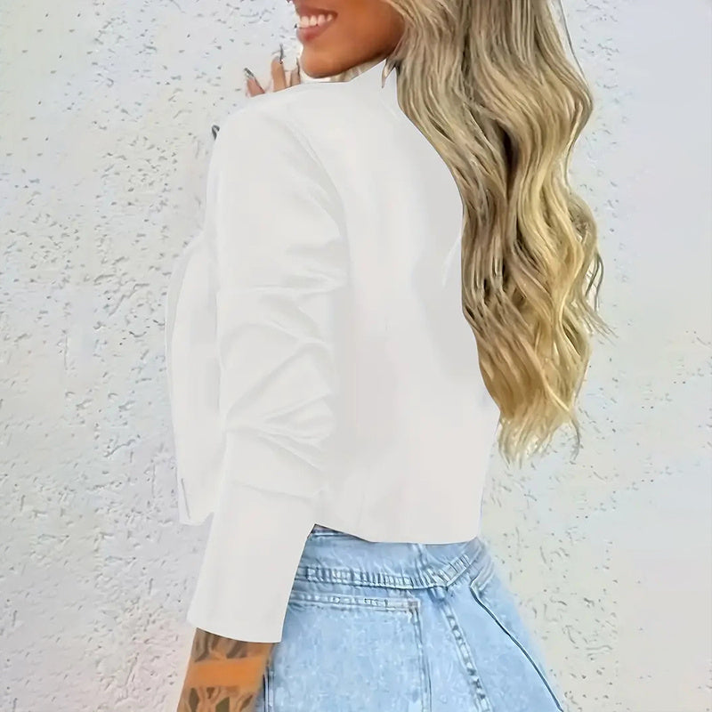 Chic Cropped Notch Lapel Blazer - Evolvgaia®