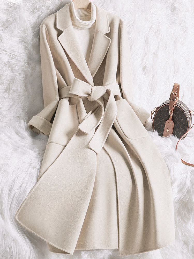 Creamy White Slim Wool Coat - Evolvgaia®